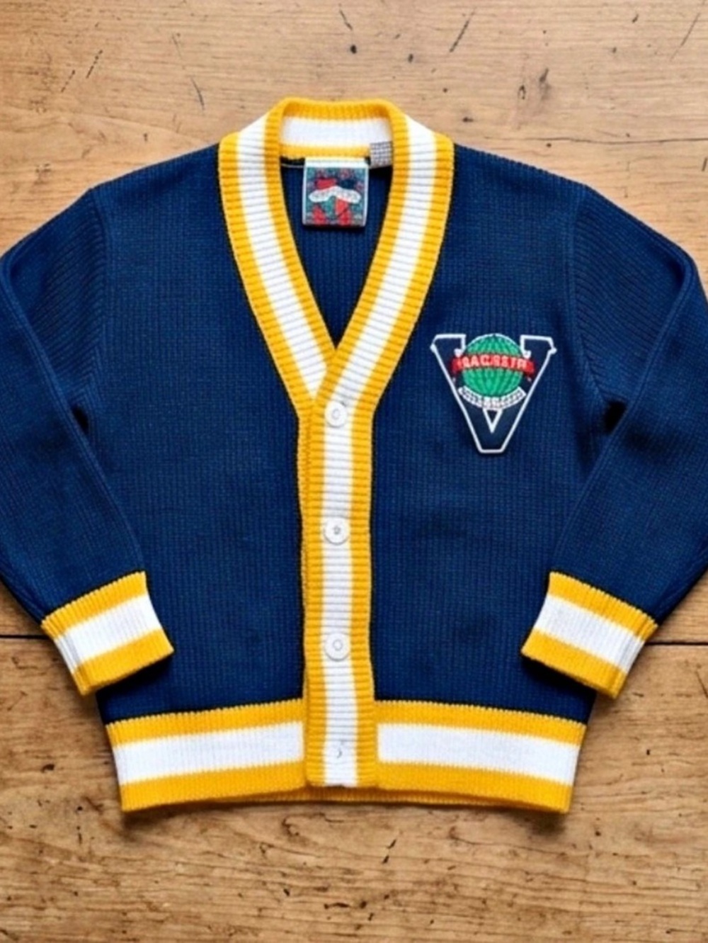 Windsor Classic Varsity Boys League cardigan Varsity Cardigan in Blue & Yellow